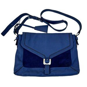 DVF Diane Von Furstenberg Drew Connect Bag Blue Leather Suede Crossbody Soft